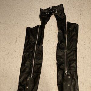 Ladies Harley Davidson Motorcycle Chaps w/ Heavy Elastic Thigh Insets